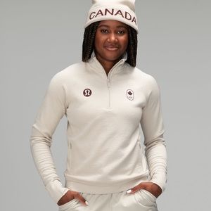 Lululemon team Canada Olympic edition engineered warmth half zip natural ivory